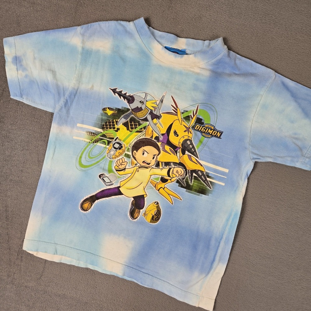 Vintage 90s Digimon Anime Cartoon T Shirt Kids XS 4-5 Tie Dye Graphic Tee